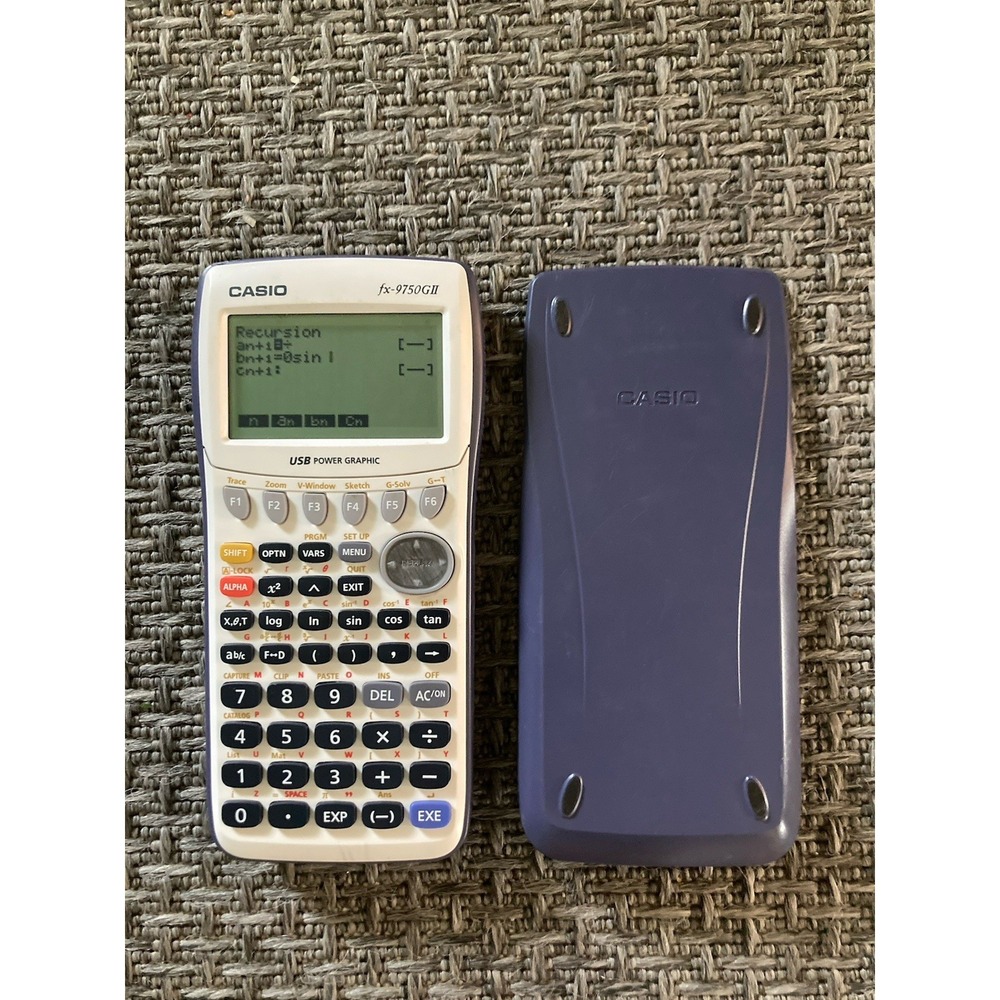 Casio FX-9750GII Graphing Calculator Blue White With Cover Tested Works
